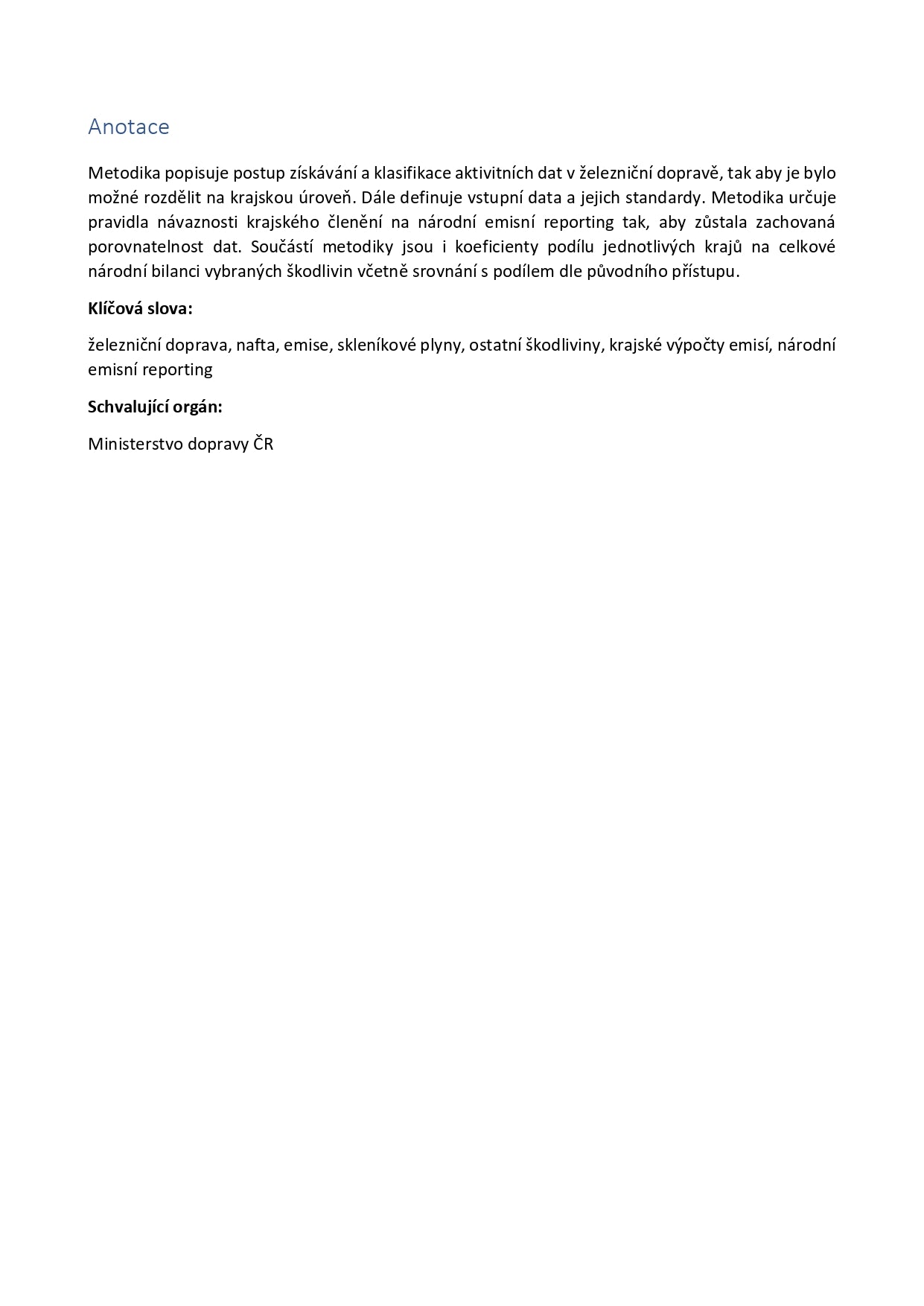 Methodology for determining the emission balance from rail transport at the regional level