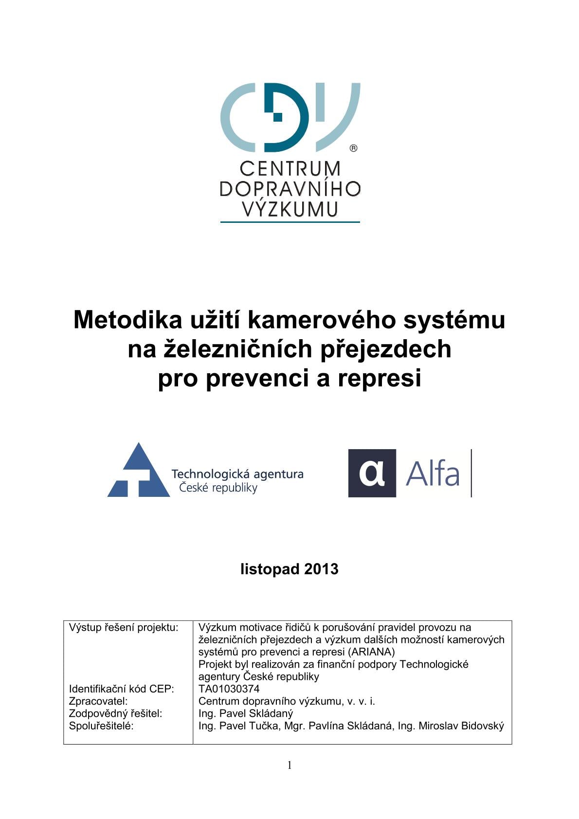 Metodika užití kamerového systému na železničních přejezdech pro prevenci a represi