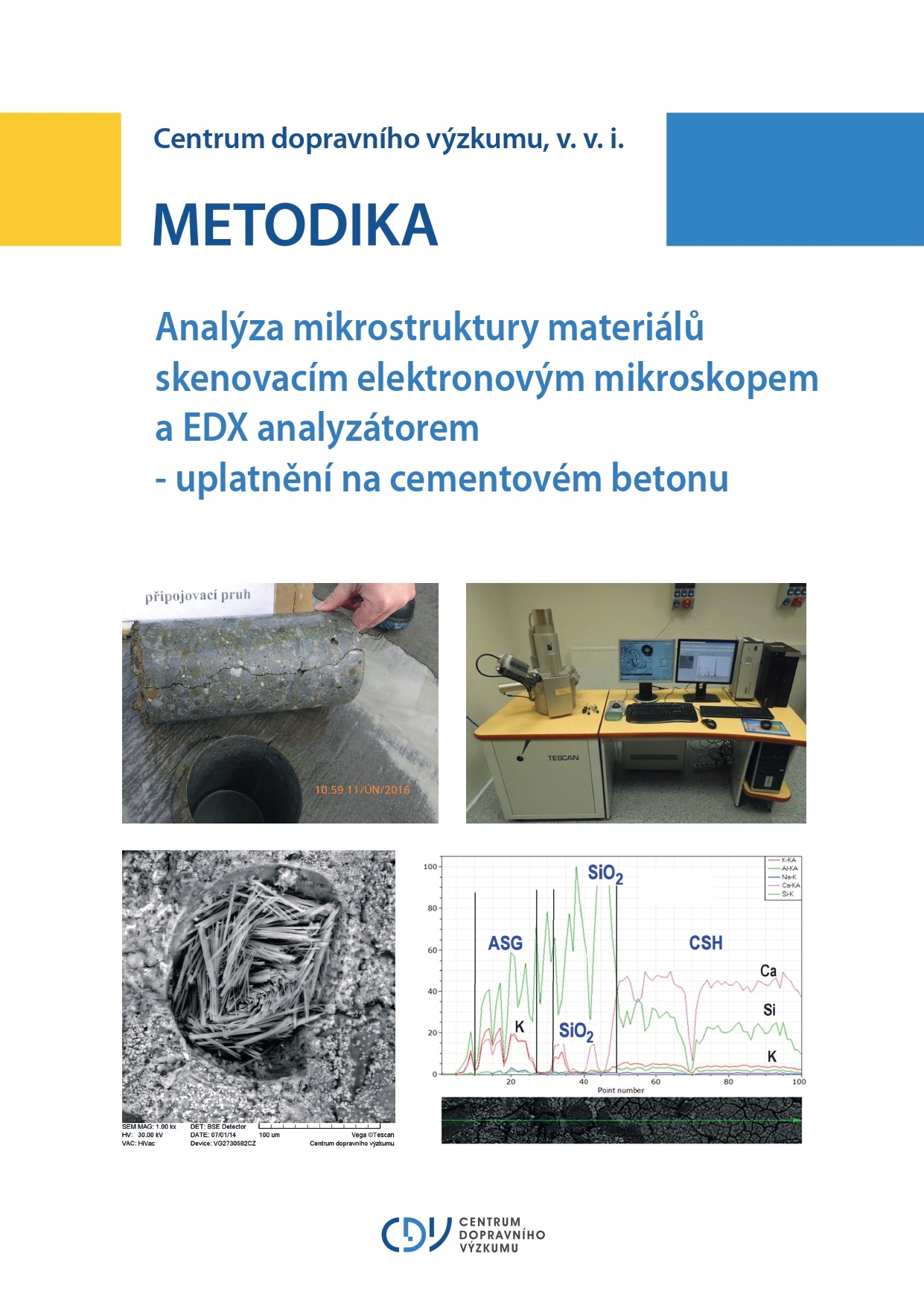 Analysis of the microstructure of materials with a scanning electron microscope and an EDX analyzer - application to cement concrete