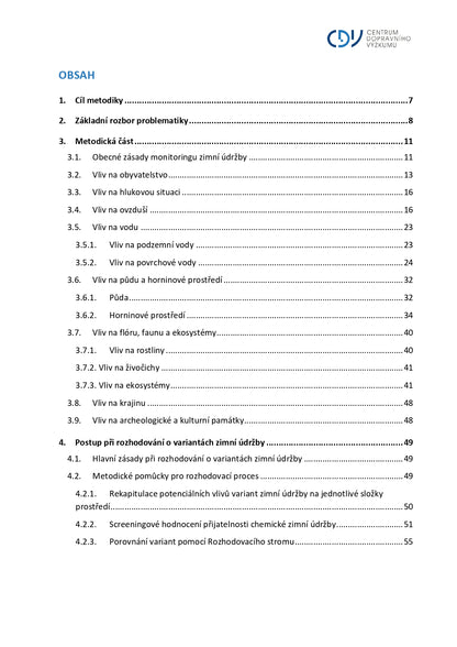 Monitoring znečištění okolí silničních komunikací v souvislosti se zimní údržbou dopravní infrastruktury