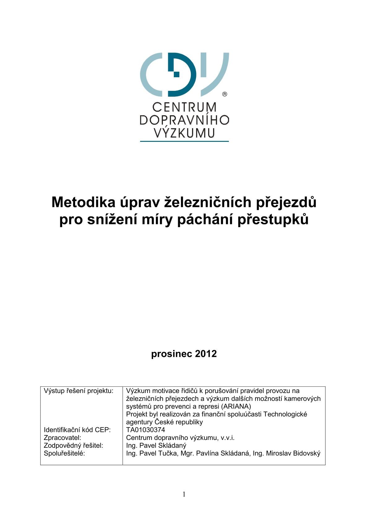 Metodika úprav železničních přejezdů pro snížení míry páchání přestupků