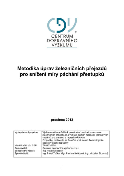 Metodika úprav železničních přejezdů pro snížení míry páchání přestupků