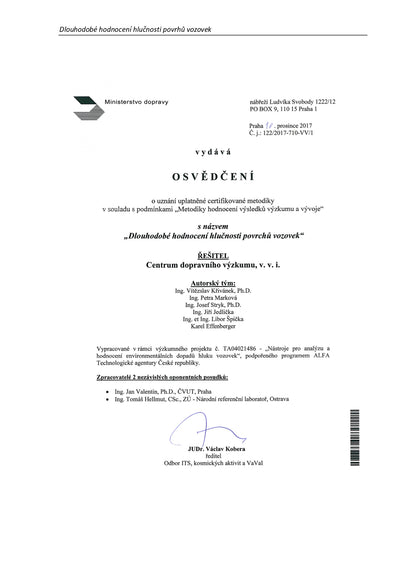 Dlouhodobé hodnocení hlučnosti povrchů vozovek