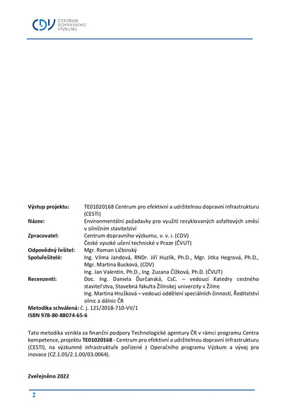 Environmental requirements for the use of recycled asphalt mixtures in road construction 