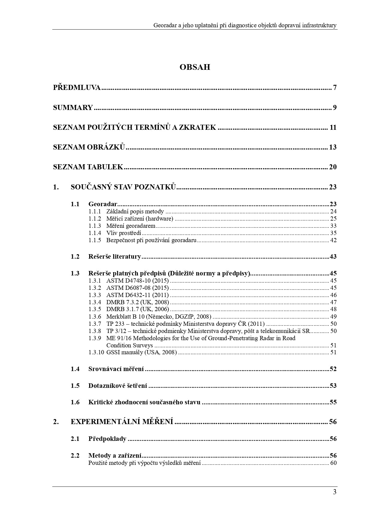 Georadar and its application in the diagnosis of transport infrastructure objects