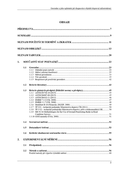 Georadar and its application in the diagnosis of transport infrastructure objects