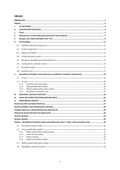 Identification of critical places on roads in extravillan