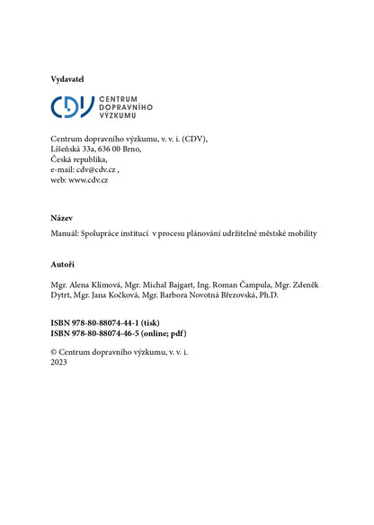 Manual of cooperation between institutions in the process of planning sustainable urban mobility