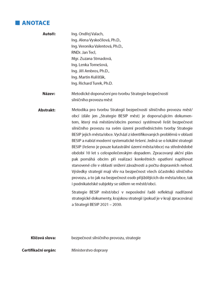 Methodological recommendations for the creation of the Urban Road Traffic Safety Strategy