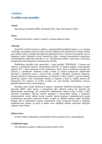 Air quality monitoring in places with high traffic load