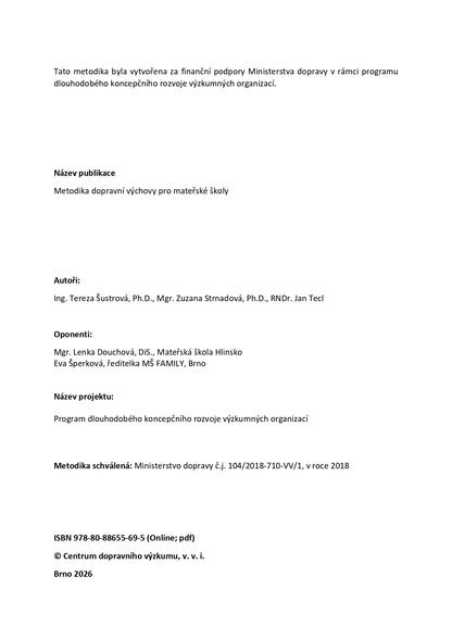 Metodika dopravní výchovy pro mateřské školy