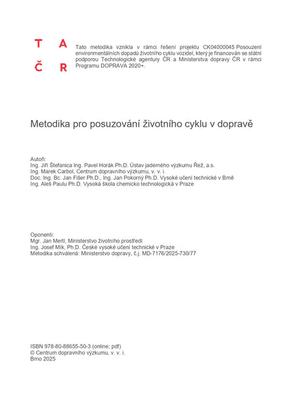 Metodika pro posuzování životního cyklu v dopravě