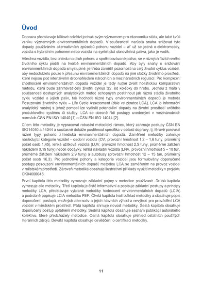 Metodika pro posuzování životního cyklu v dopravě