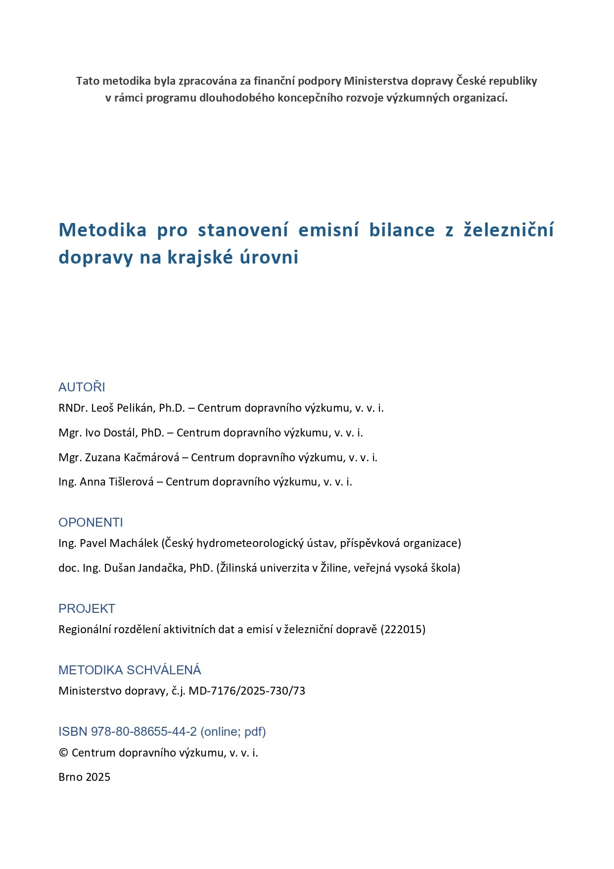 Methodology for determining the emission balance from rail transport at the regional level
