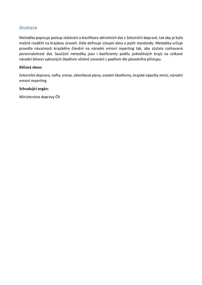 Methodology for determining the emission balance from rail transport at the regional level
