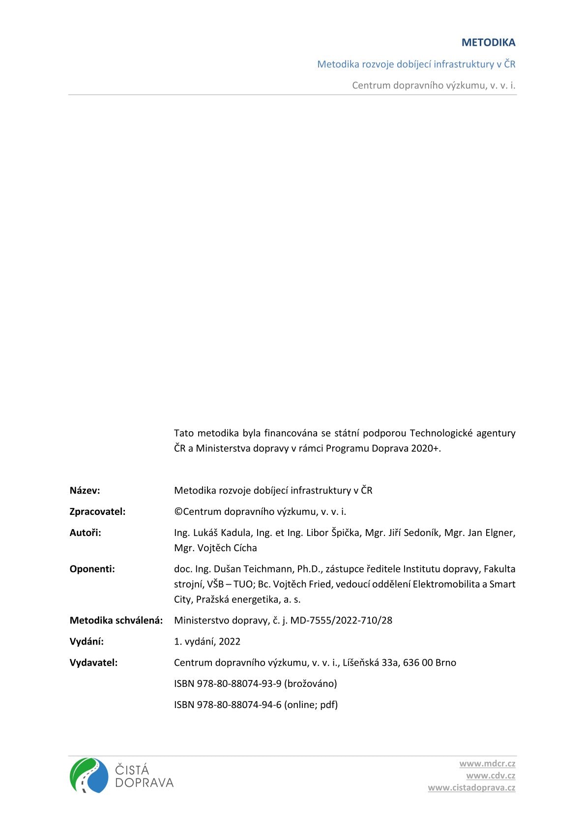 Methodology for the development of charging infrastructure in the Czech Republic