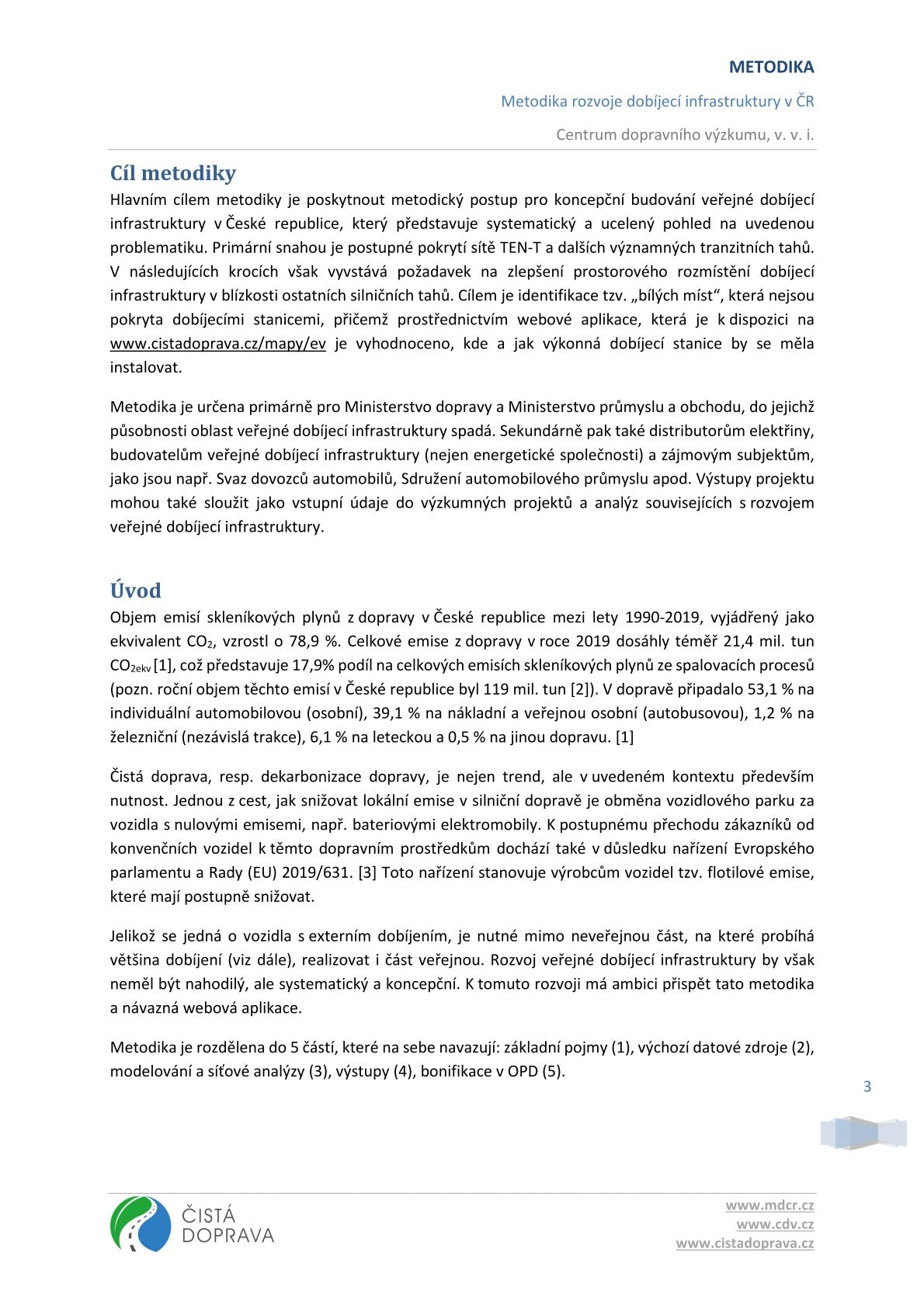 Methodology for the development of charging infrastructure in the Czech Republic