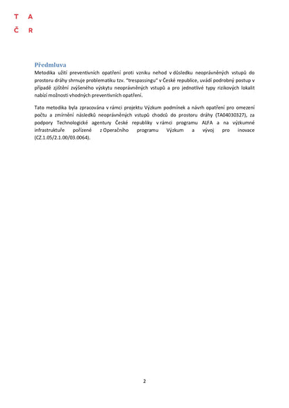 Methodology for the use of preventive measures against the occurrence of accidents as a result of unauthorized entries into the track space