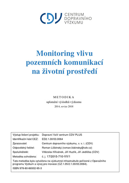 Monitoring vlivu pozemních komunikací na životní prostředí