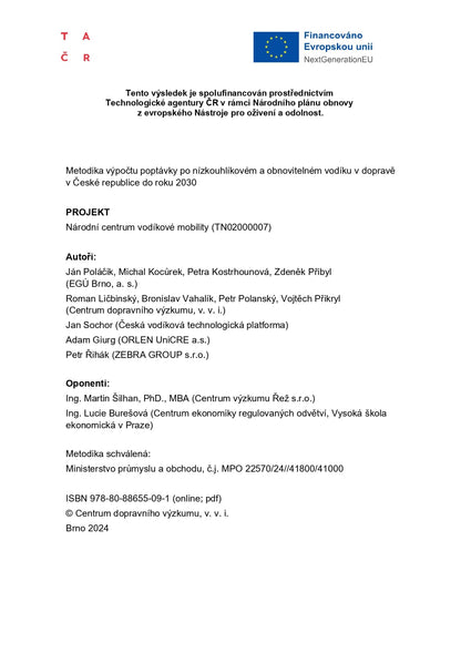 Methodology for calculating the demand for low-carbon and renewable hydrogen in transport in the Czech Republic until 2030