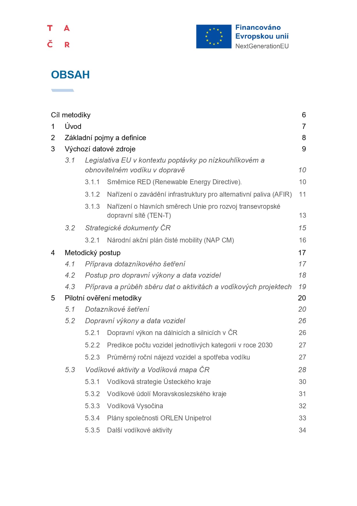 Methodology for calculating the demand for low-carbon and renewable hydrogen in transport in the Czech Republic until 2030