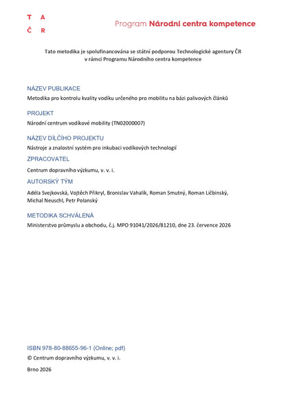 Methodology for quality control of hydrogen for fuel cell mobility