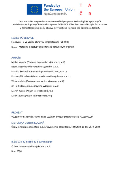 Stanovení He ve vodíku plynovou chromatografií (GC-TCD)