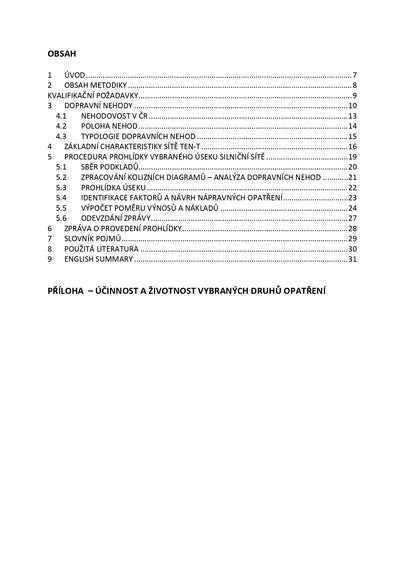 Prohlídky vybraných úseků silniční sítě – metodika provádění