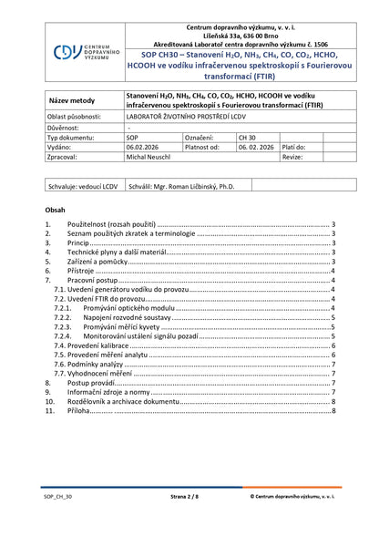 Stanovení H2O, NH3, CH4, CO, CO2, HCHO, HCOOH ve vodíku infračervenou spektroskopií  s Fourierovou transformací (FTIR)