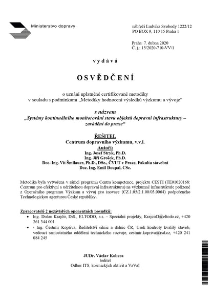 Systémy kontinuálního monitorování stavu objektů dopravní infrastruktury - zavádění do praxe