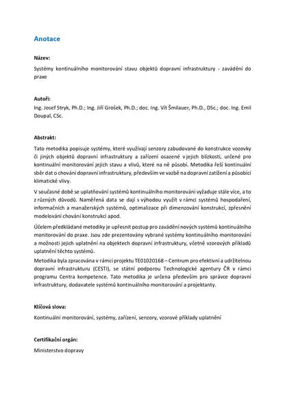 Systems for continuous monitoring of the condition of transport infrastructure objects - putting them into practice 