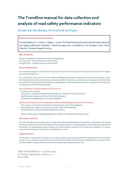 The Trendline manual for data collection and analysis of road safety performance indicators