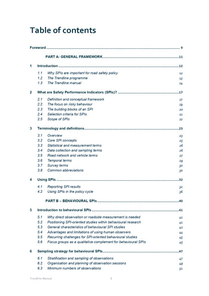 The Trendline manual for data collection and analysis of road safety performance indicators