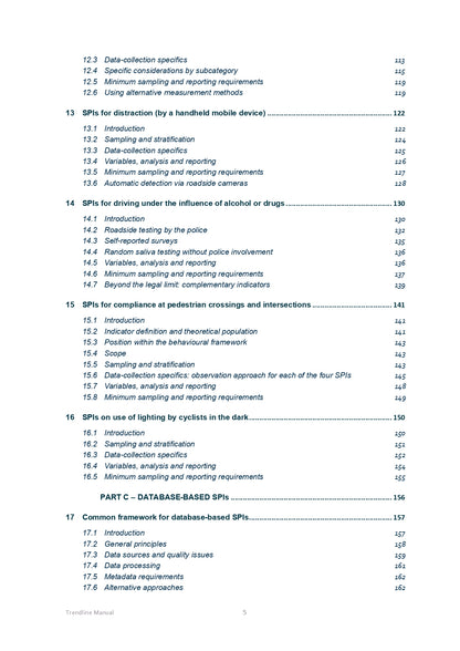The Trendline manual for data collection and analysis of road safety performance indicators