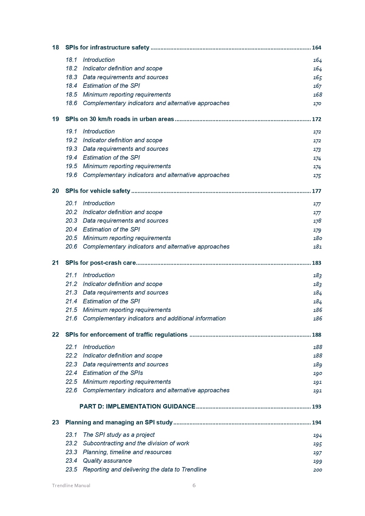 The Trendline manual for data collection and analysis of road safety performance indicators