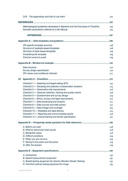 The Trendline manual for data collection and analysis of road safety performance indicators