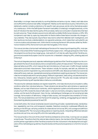 The Trendline manual for data collection and analysis of road safety performance indicators