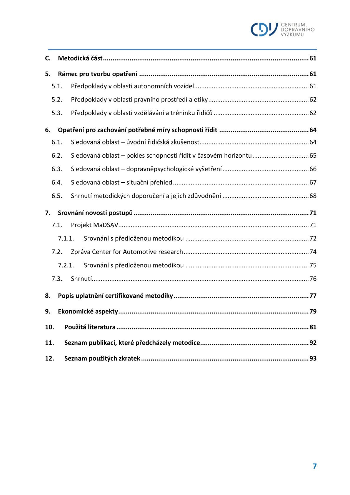 Methodology for the implementation of measures against the decline of driving ability