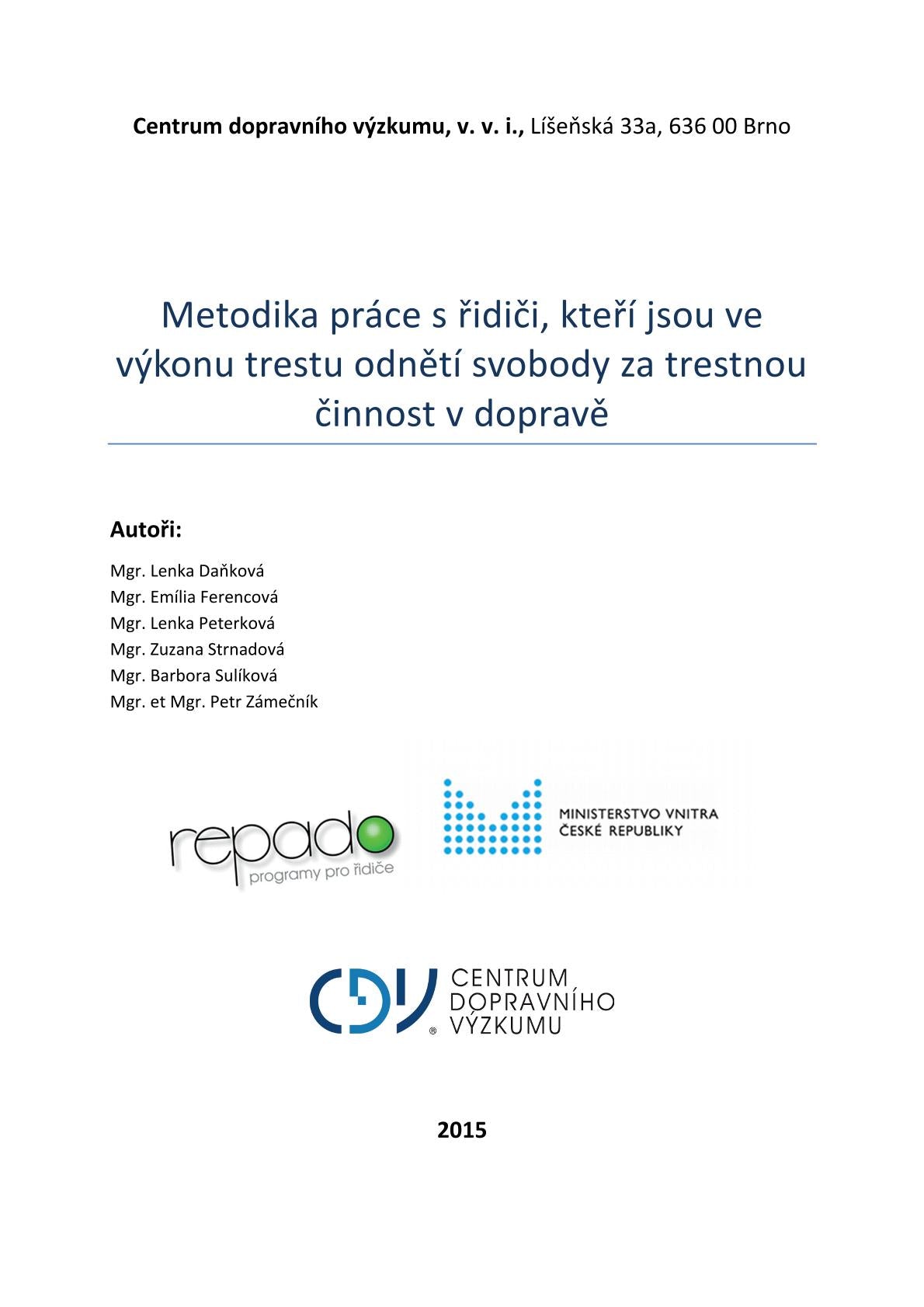 Methodology for working with drivers who are serving a prison sentence for traffic offences