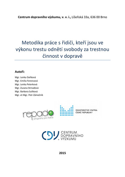 Methodology for working with drivers who are serving a prison sentence for traffic offences